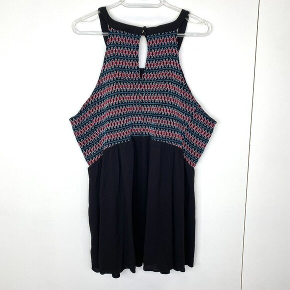 Torrid Blouse Halter Top Womens Plus Size 2X Smocked Crinkle Gauze Peplum Black - Picture 4 of 5